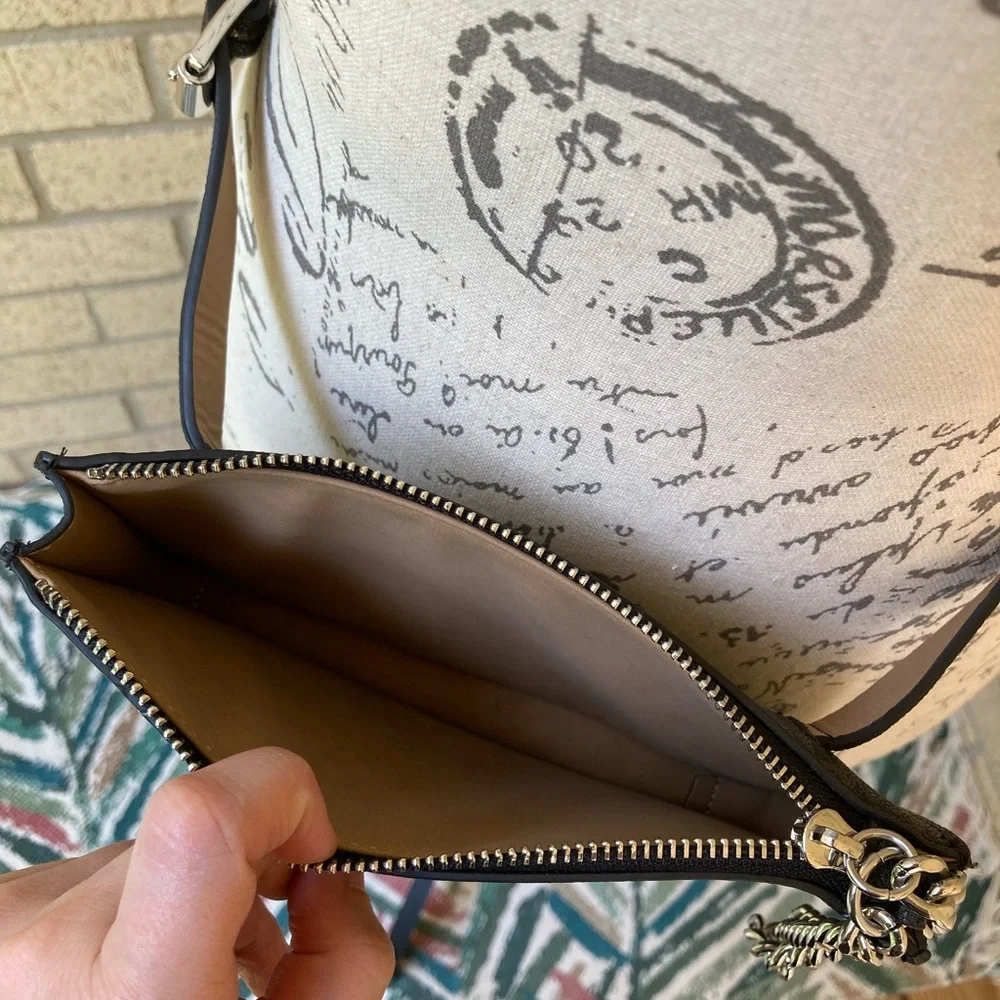 Michael Kors Black Logo Print Belt Bag Fanny Pack With Silver Pull Chain Small